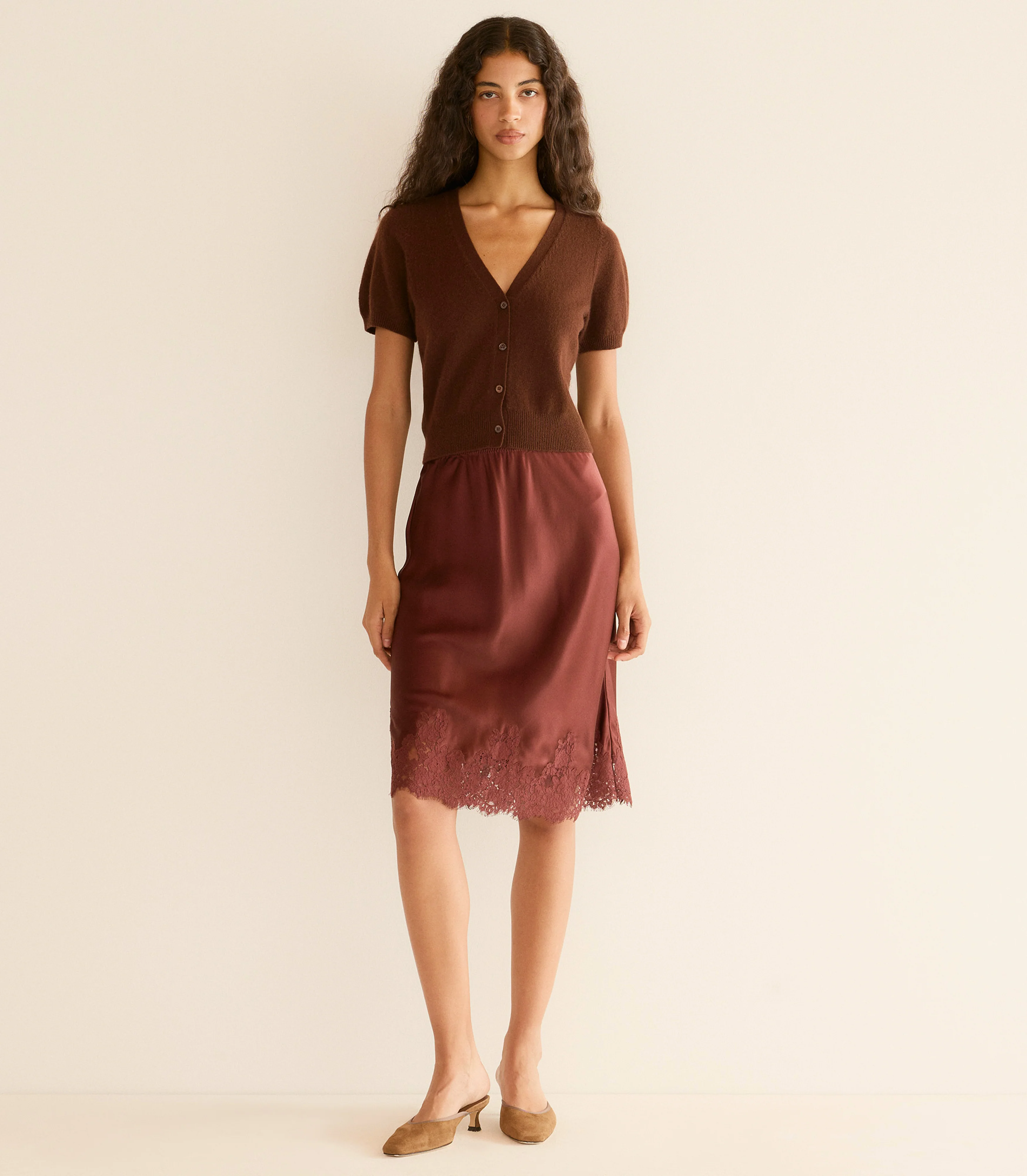 ARELLA CASHMERE CARDIGAN -- DARK UMBER - Image 2