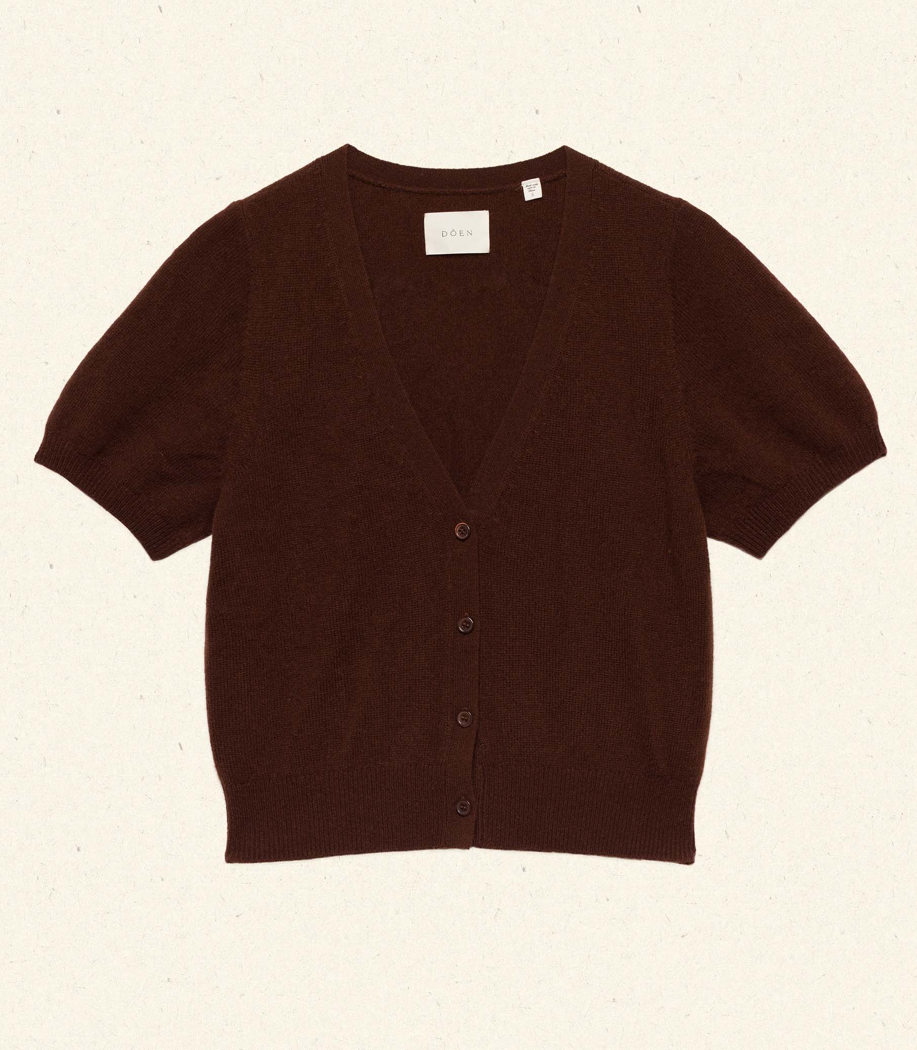 ARELLA CASHMERE CARDIGAN -- DARK UMBER - Image 5