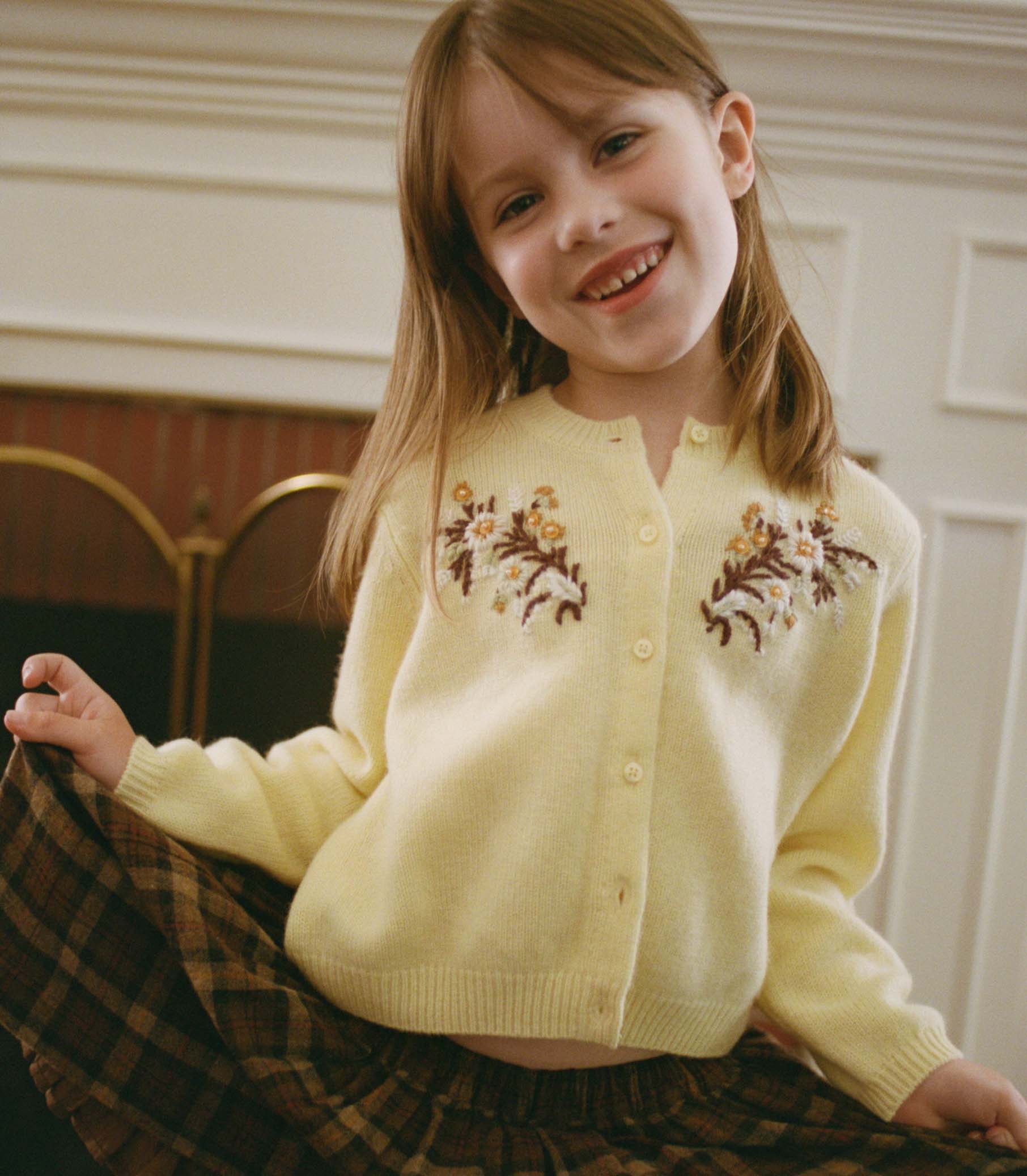 BABETTE CASHMERE CARDIGAN -- BUTTERCUP FLORAL EMBROIDERY - Image 2