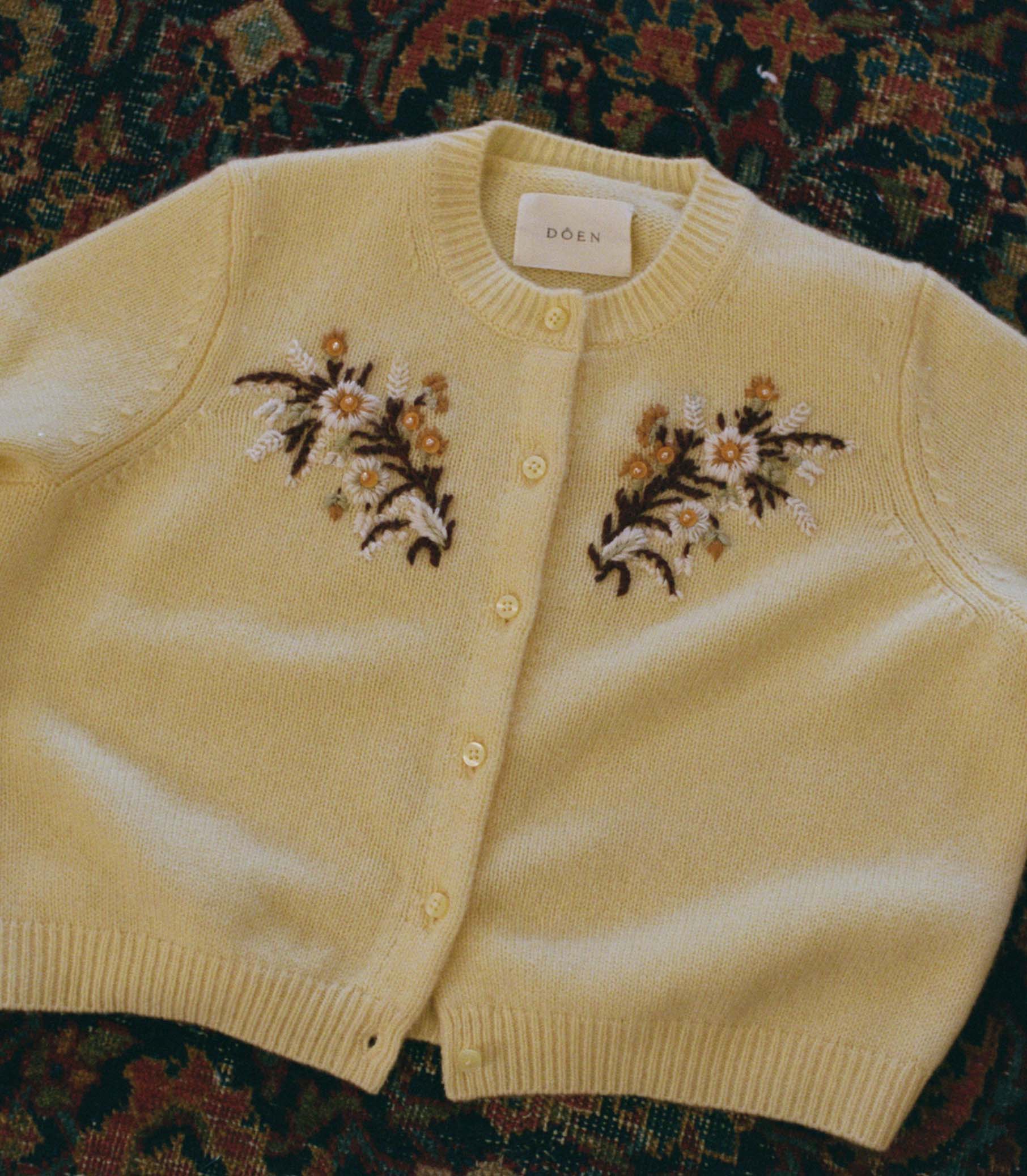 BABETTE CASHMERE CARDIGAN -- BUTTERCUP FLORAL EMBROIDERY - Image 3