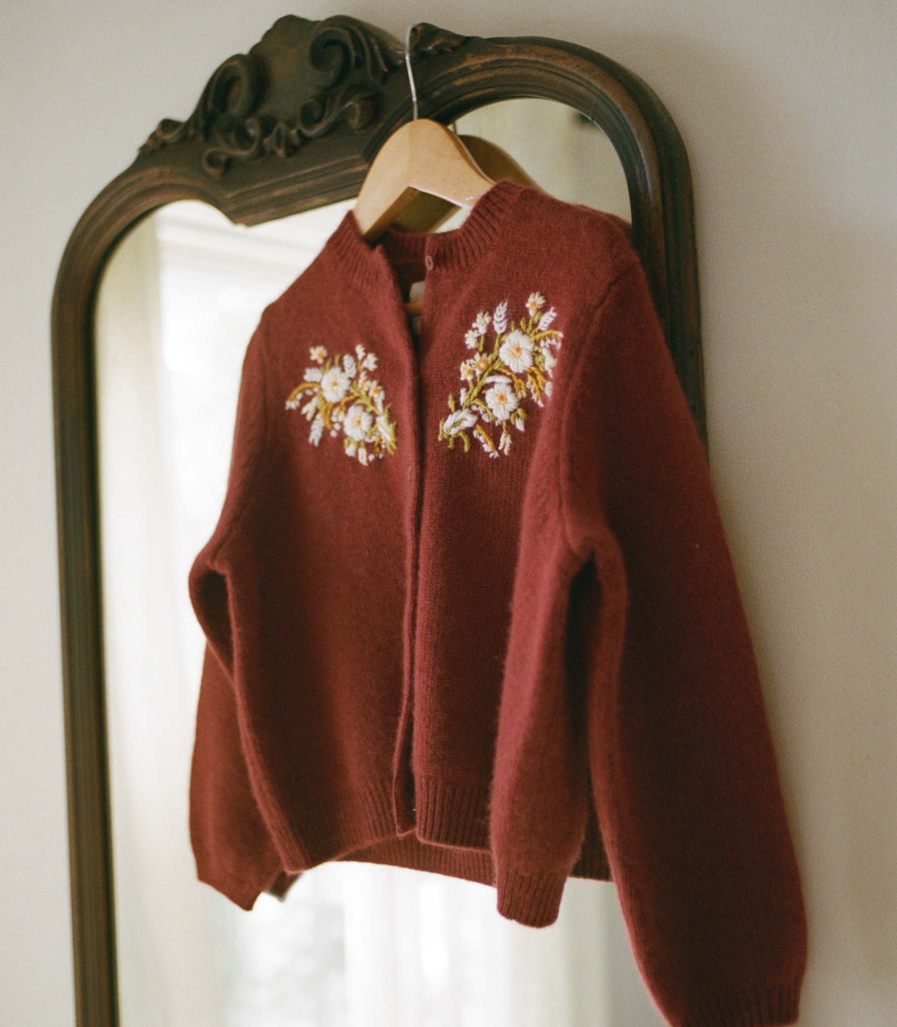 BABETTE CASHMERE CARDIGAN -- MALBEC FLORAL EMBROIDERY - Image 2