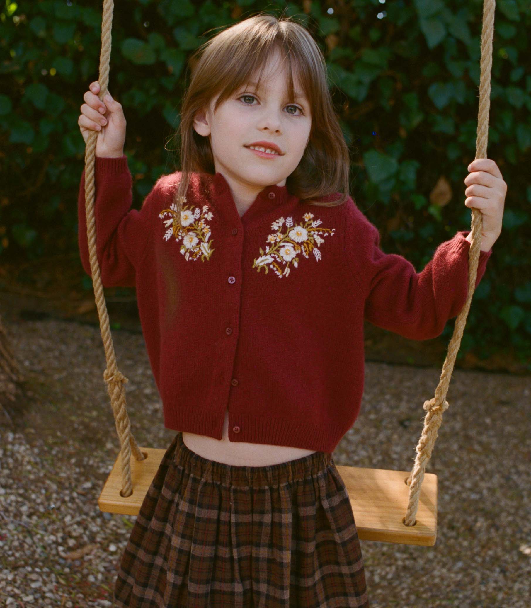 BABETTE CASHMERE CARDIGAN -- MALBEC FLORAL EMBROIDERY - Image 3