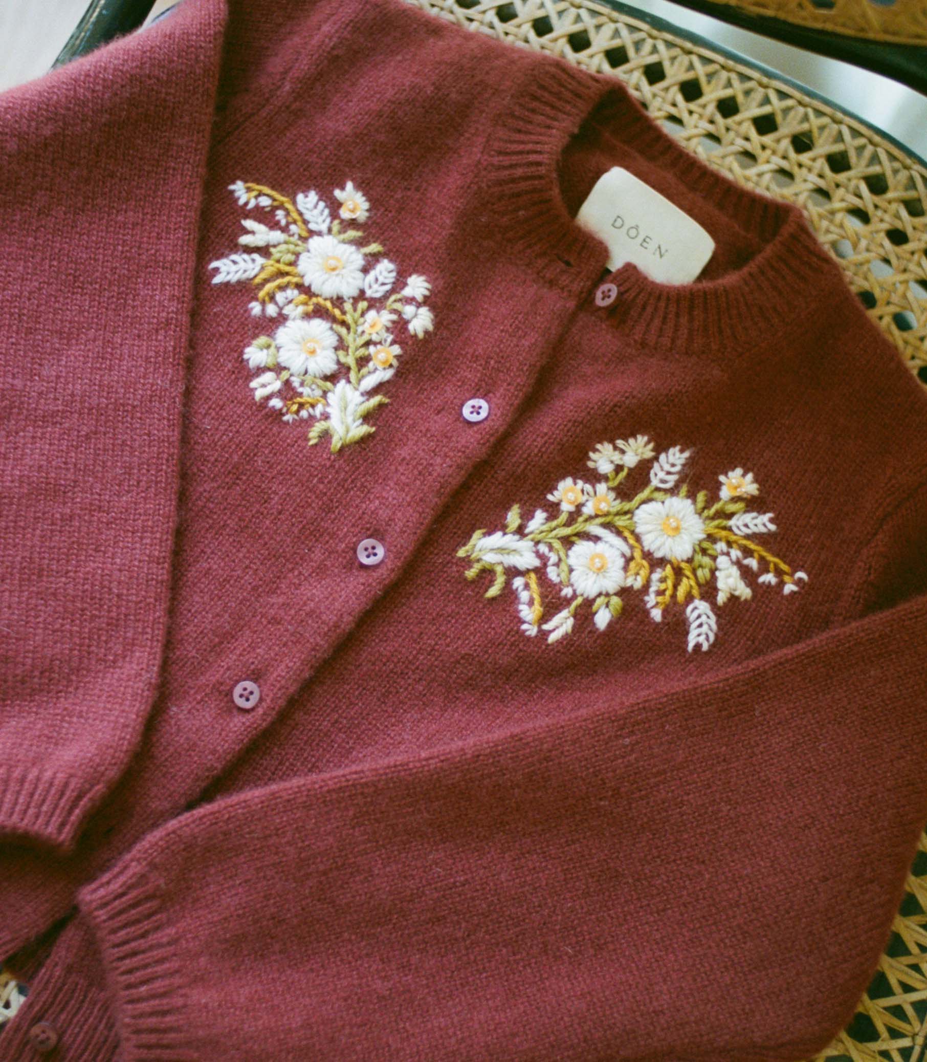 BABETTE CASHMERE CARDIGAN -- MALBEC FLORAL EMBROIDERY - Image 7