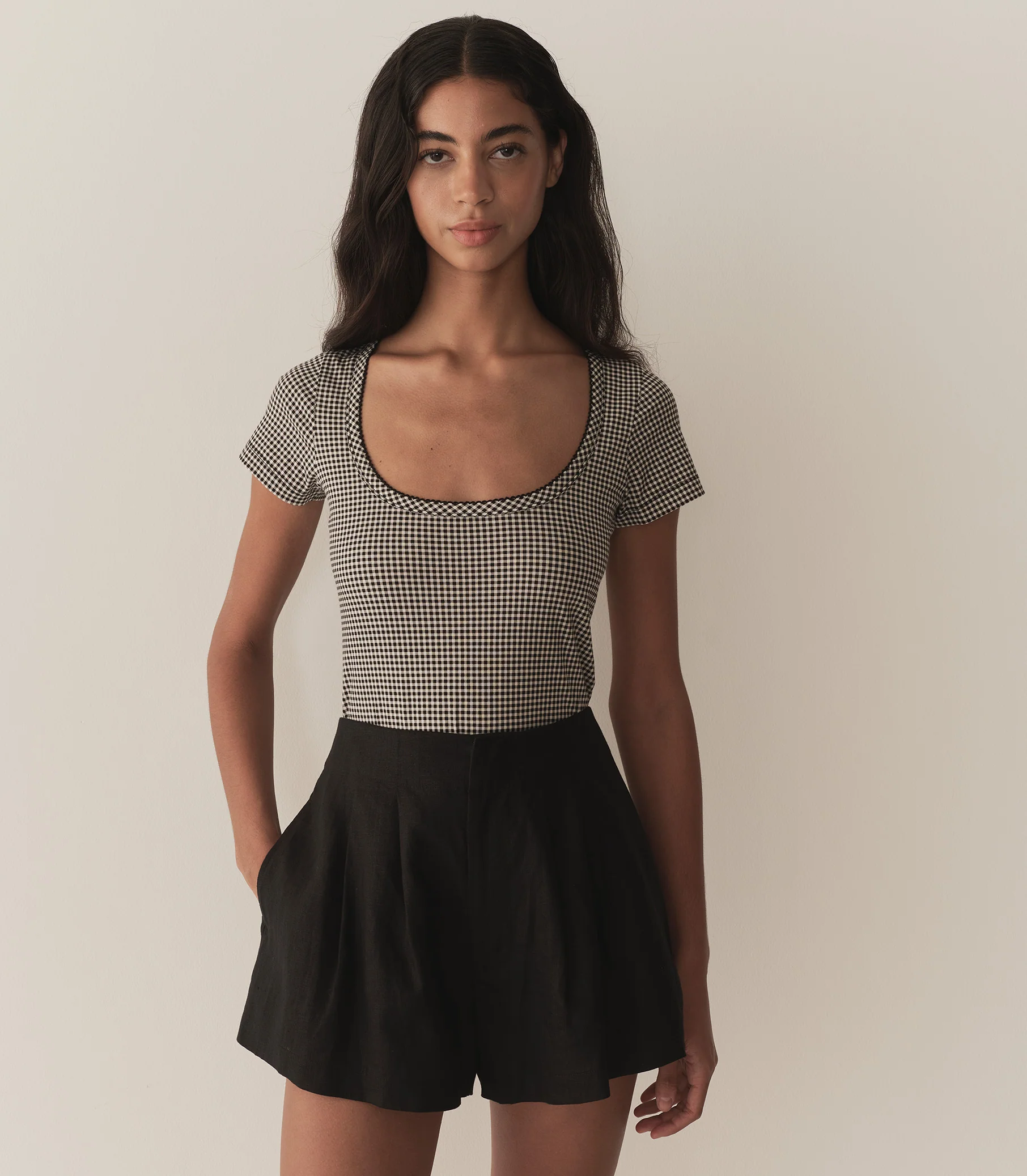 BRIGITTE TEE -- NOIR LA MADDALENA GINGHAM