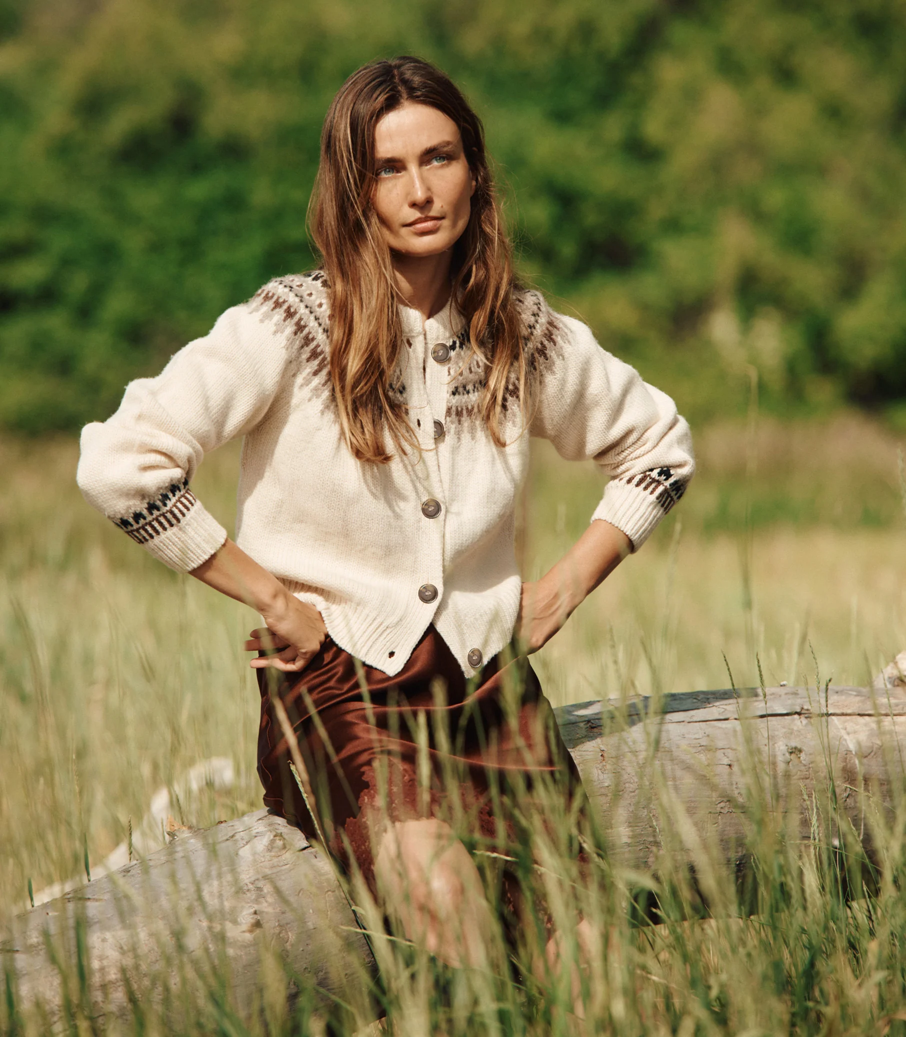 CLARKE CARDIGAN -- OATMEAL OLYMPIA FAIR ISLE