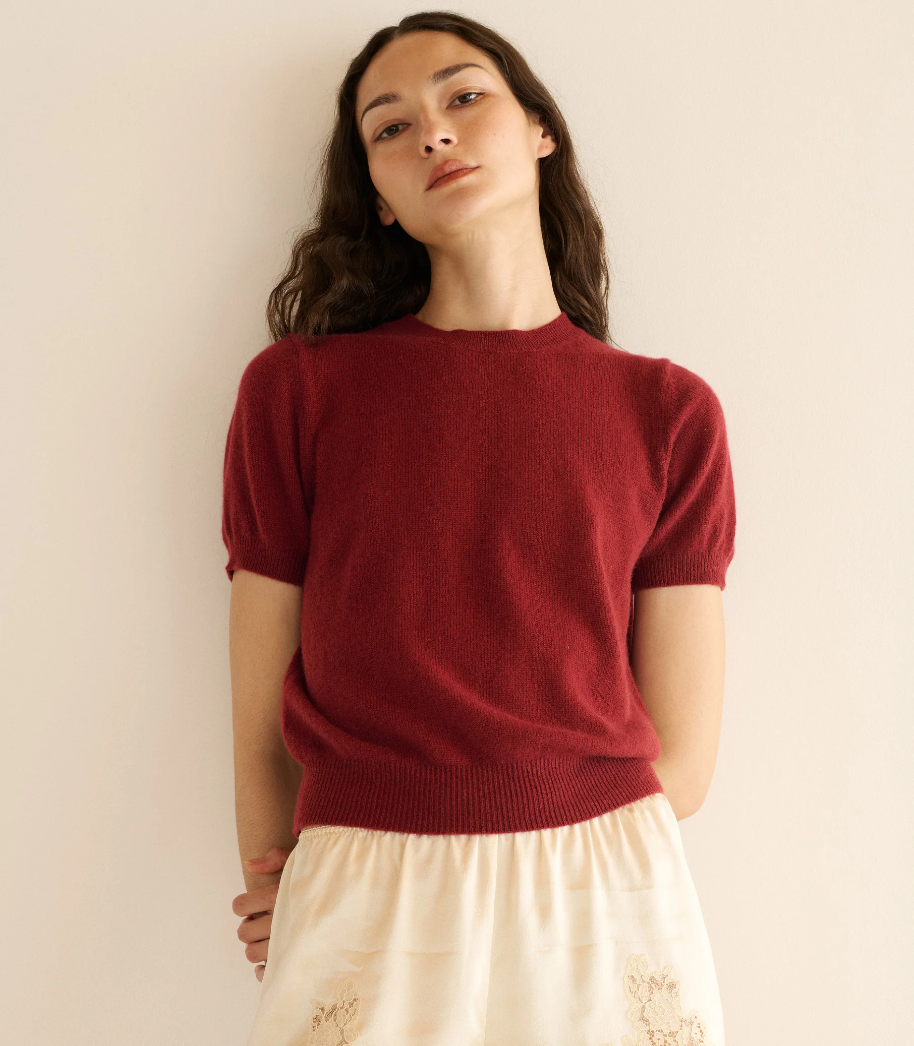 COLOMBE CASHMERE TOP -- MALBEC - Image 2