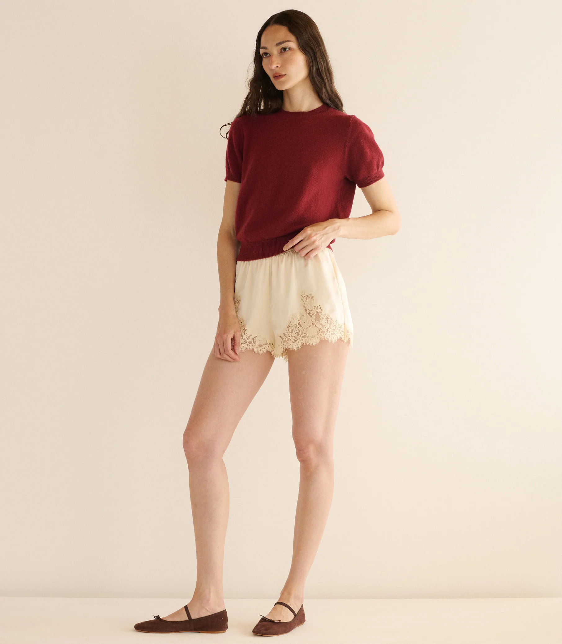 COLOMBE CASHMERE TOP -- MALBEC - Image 3