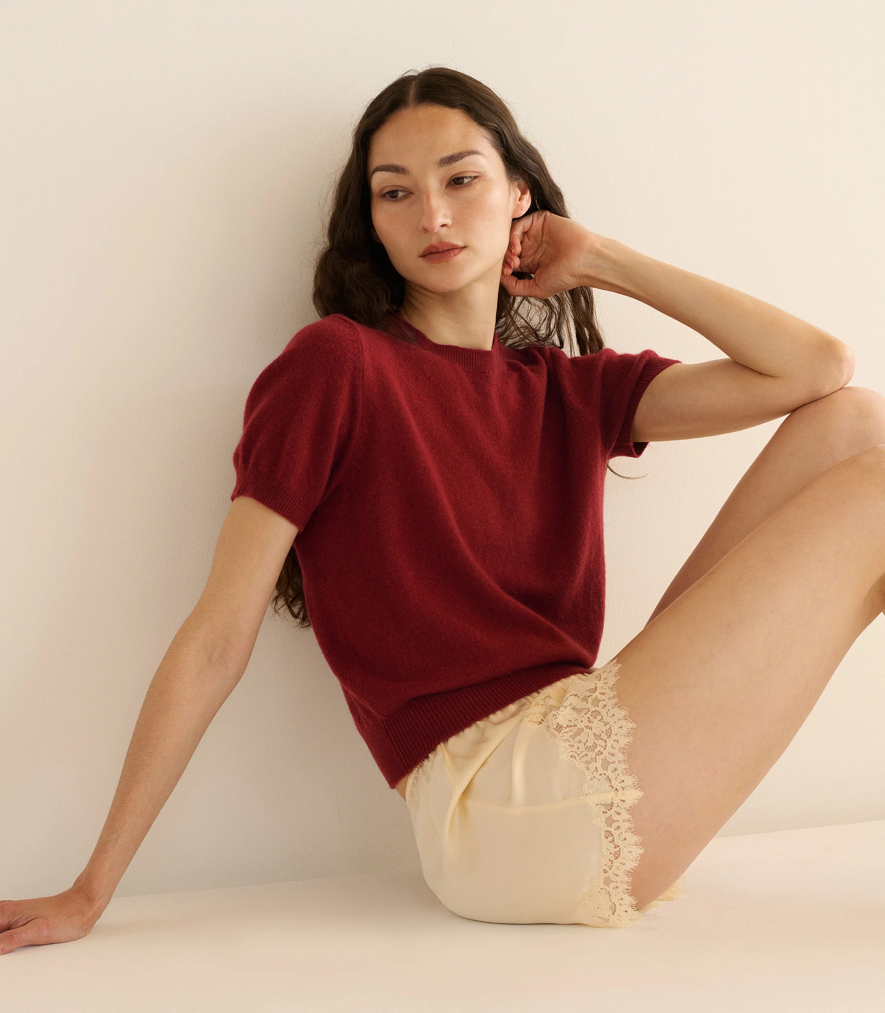 COLOMBE CASHMERE TOP -- MALBEC - Image 4
