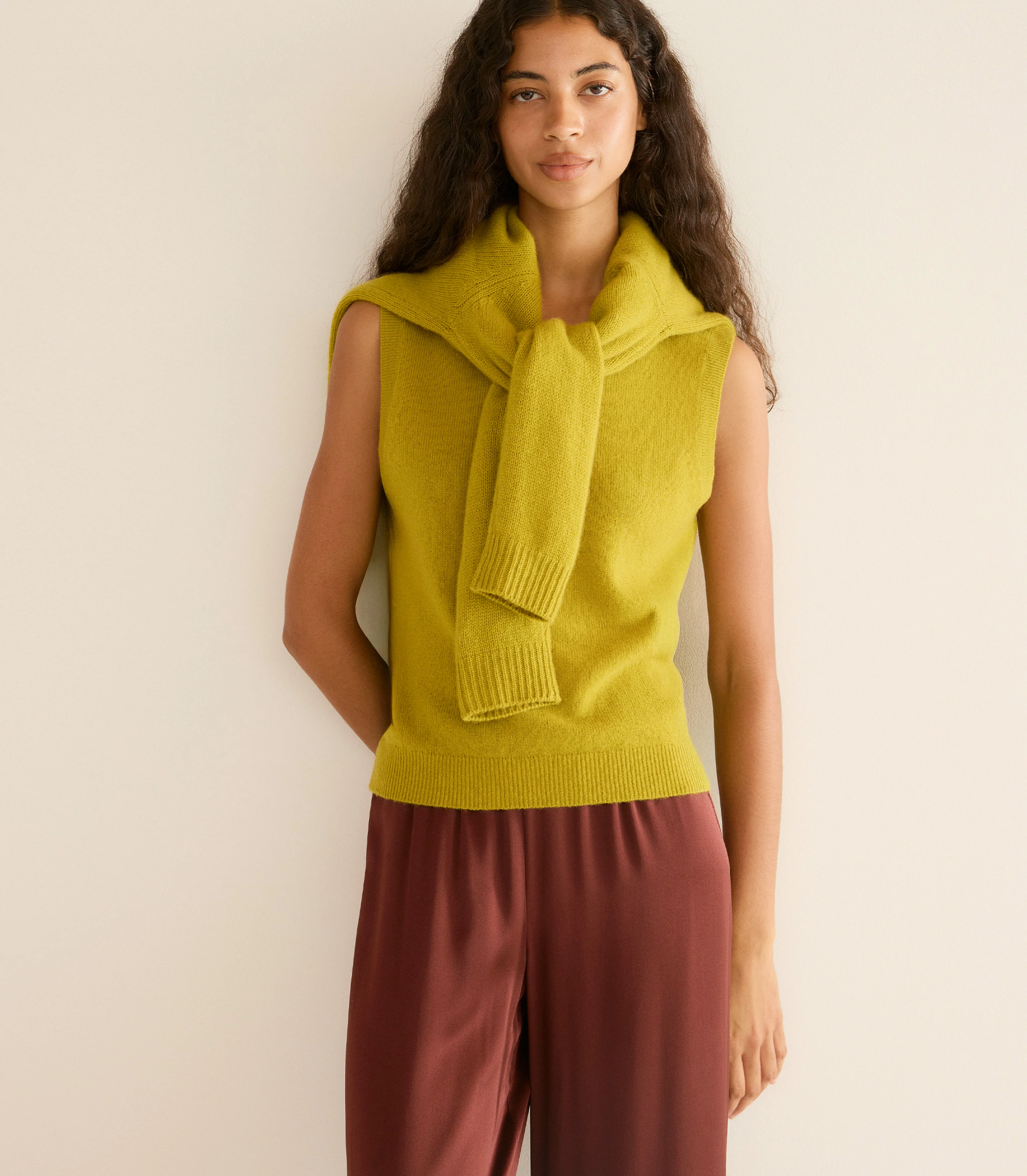 DAMIA CASHMERE VEST -- ANTIQUE MOSS - Image 2