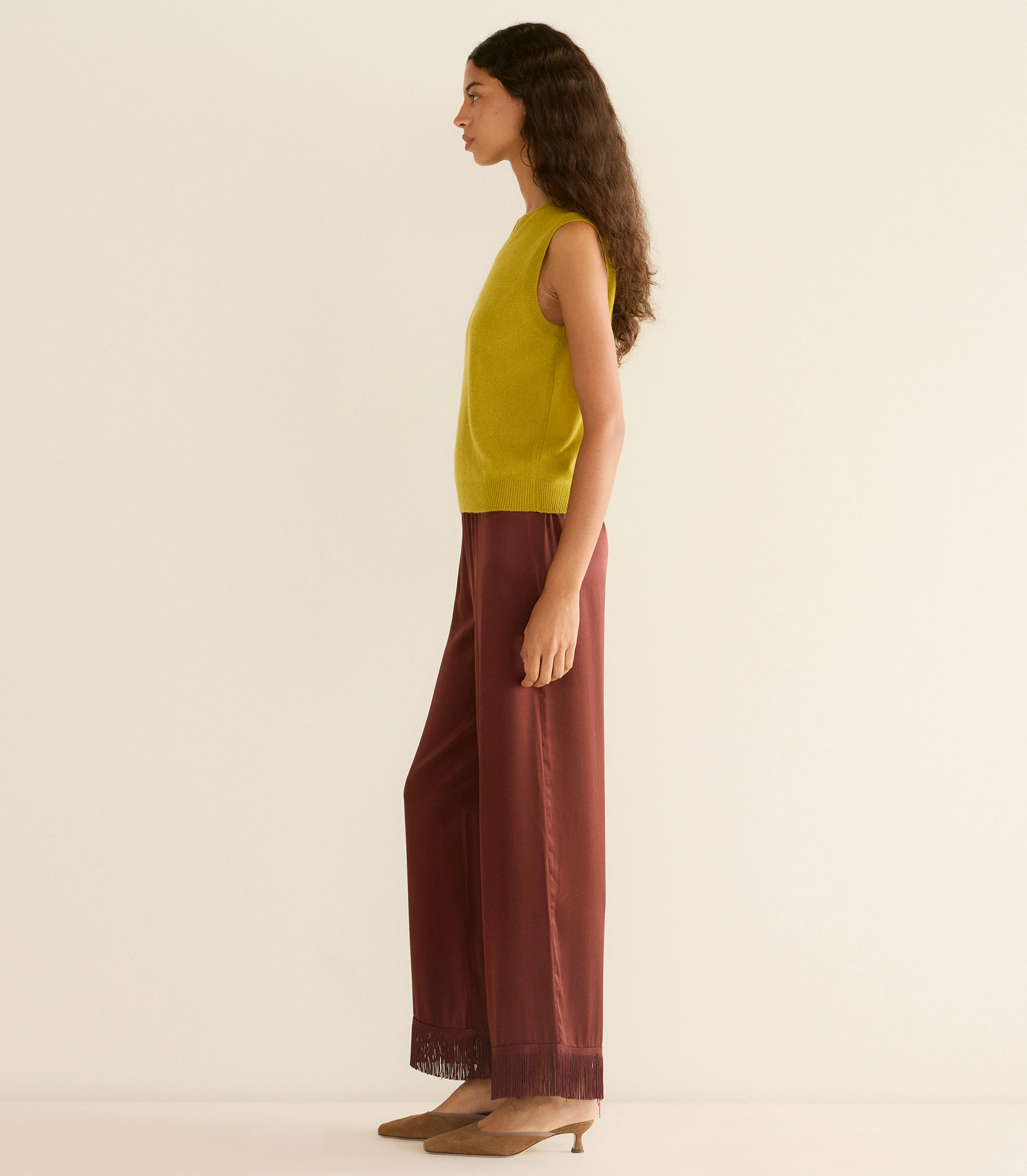 DAMIA CASHMERE VEST -- ANTIQUE MOSS - Image 4