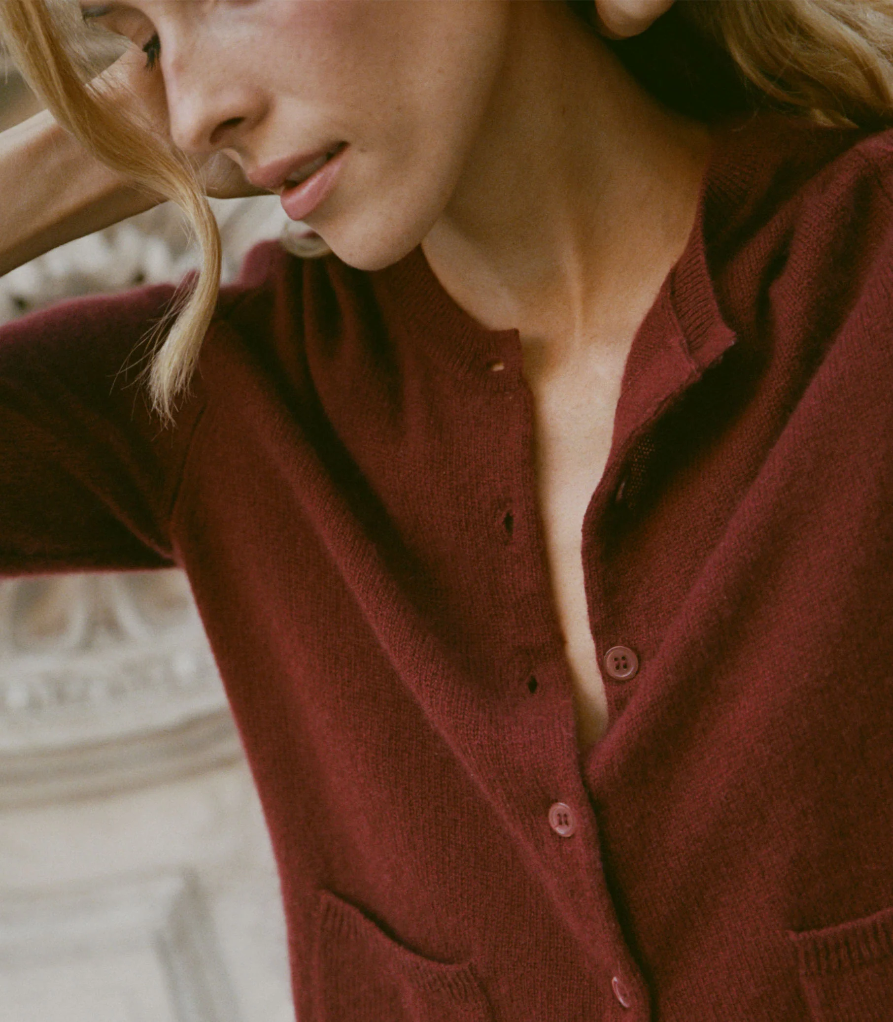 FREYA CASHMERE CARDIGAN -- MALBEC - Image 2