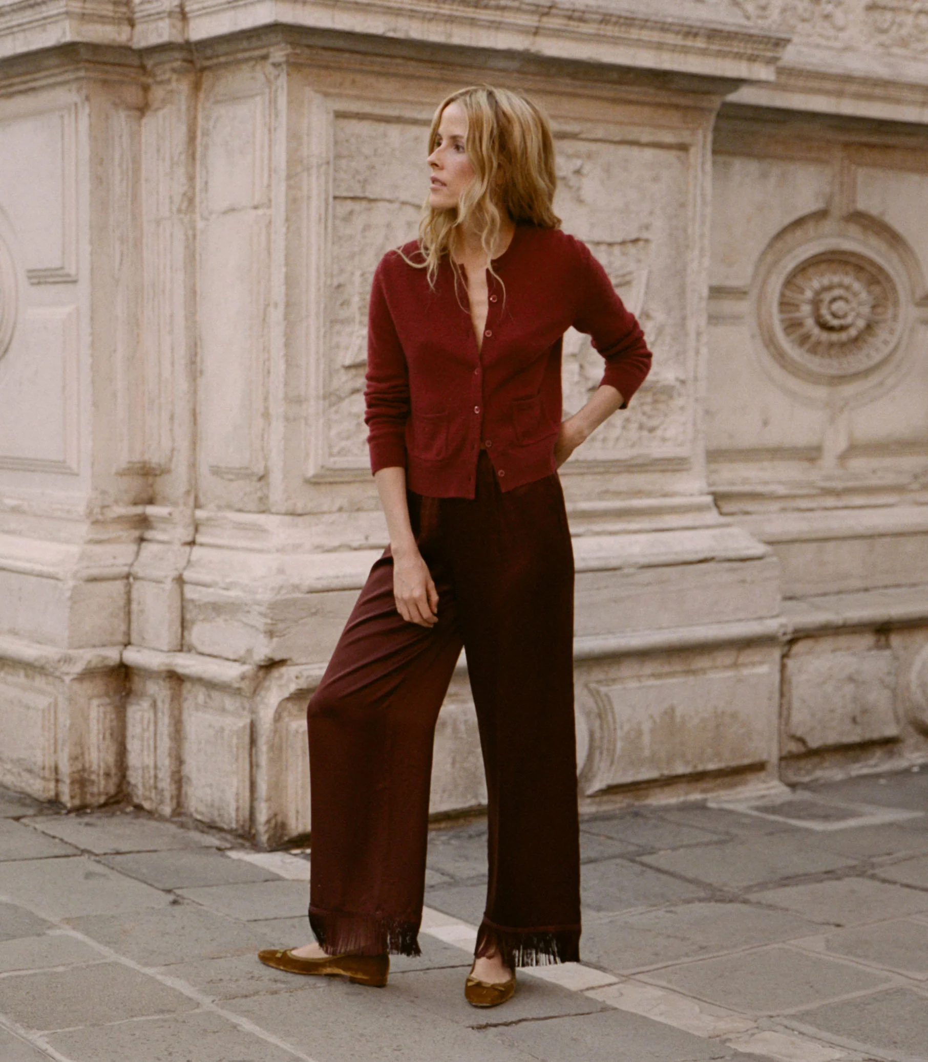 FREYA CASHMERE CARDIGAN -- MALBEC - Image 4