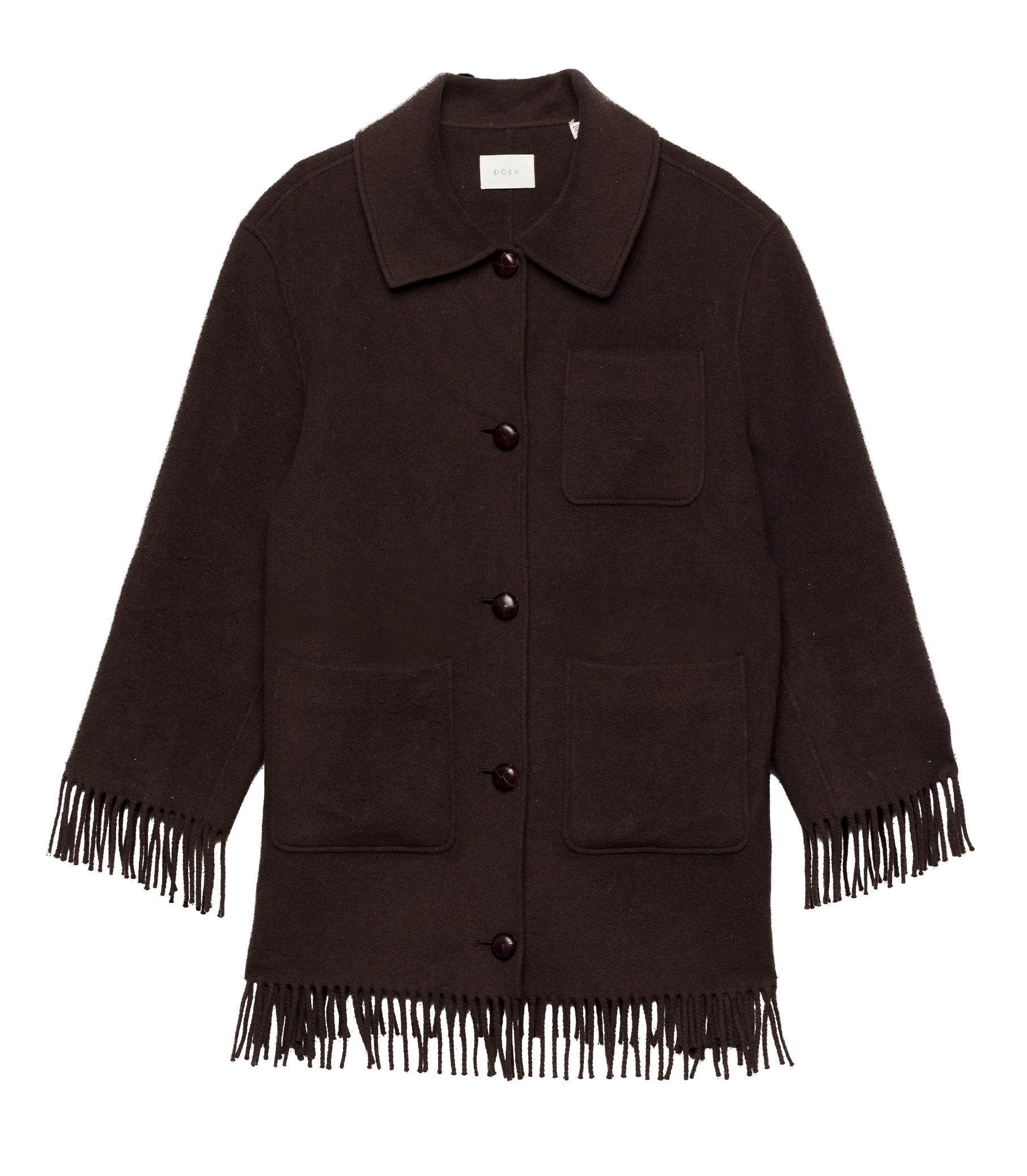 GERMAIN FRINGE COAT -- BITTER CHOCOLATE - Image 5