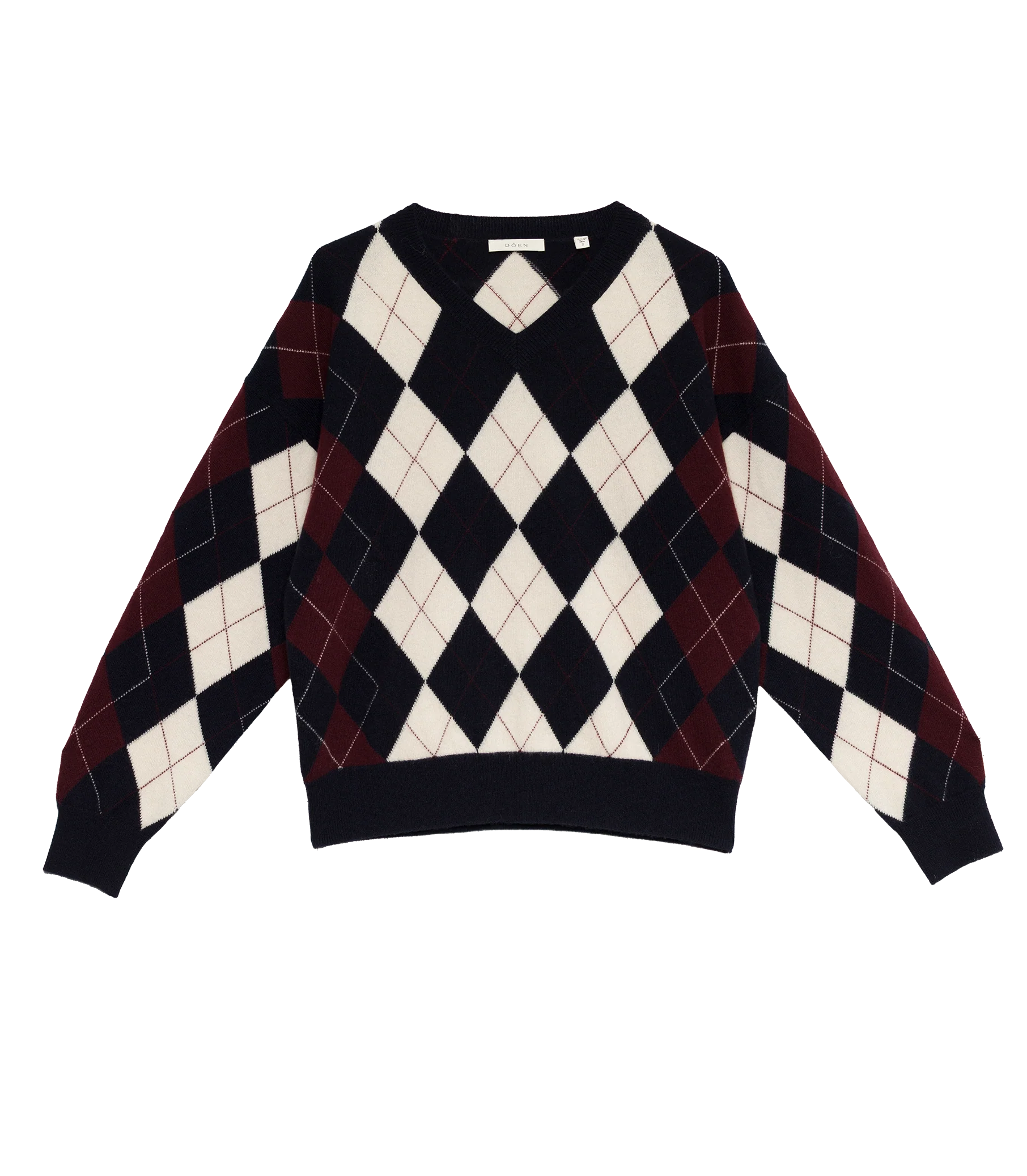 HARLEQUIN CASHMERE SWEATER -- NAVY ARGYLE - Image 5