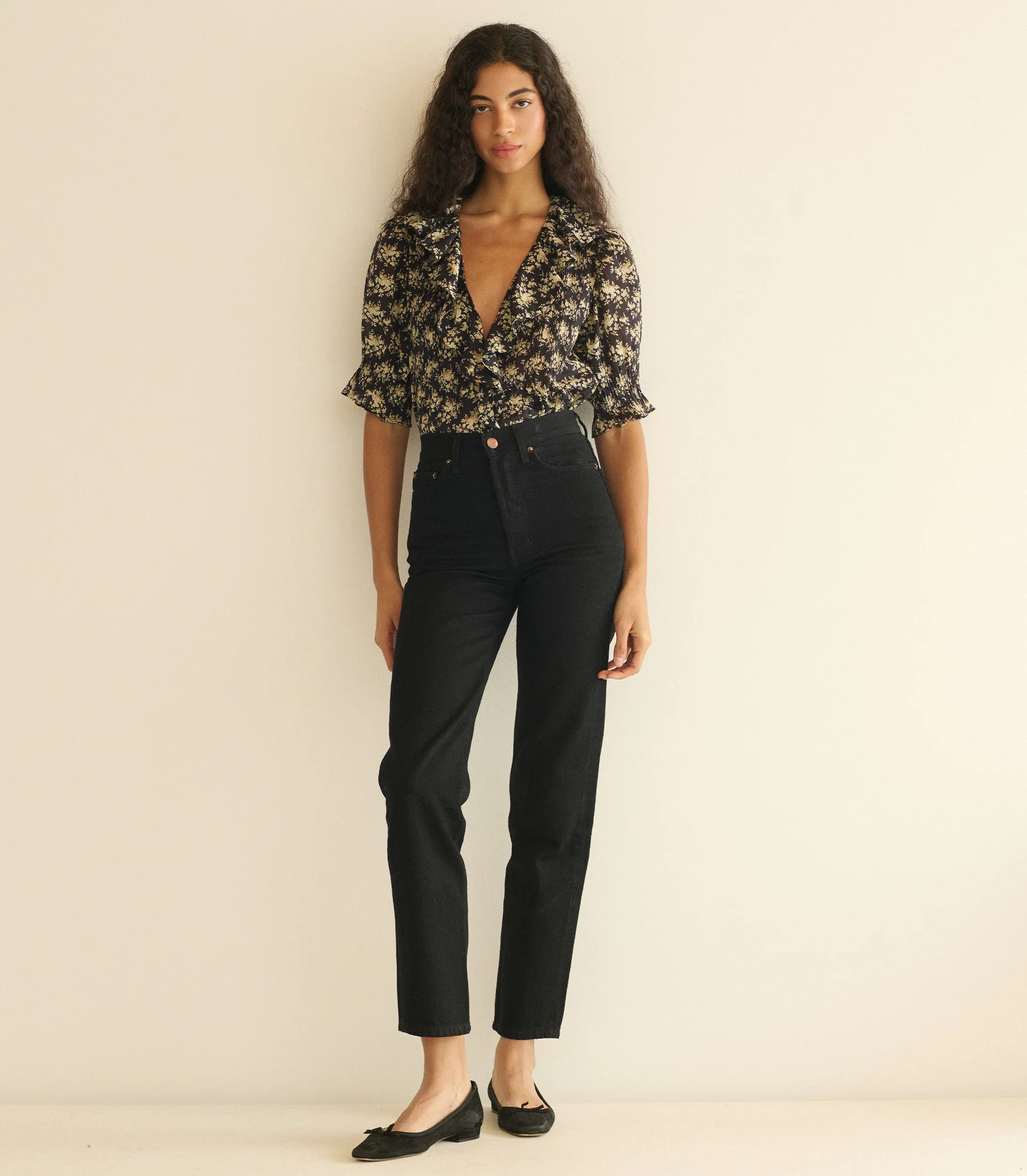 HENRI TOP -- NOIR ROSIER FLORAL
