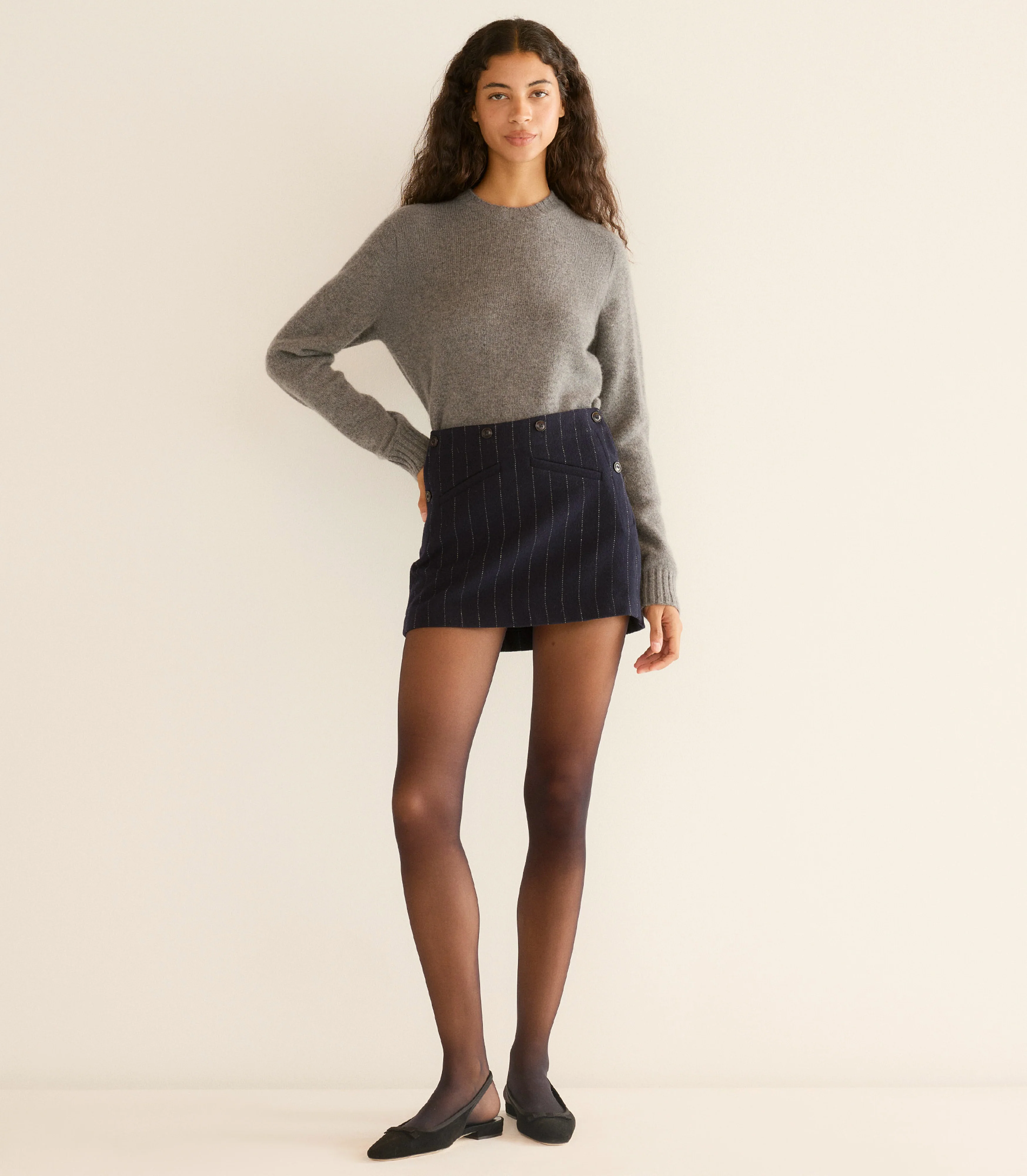 HUETTE CASHMERE SWEATER -- CHARCOAL - Image 2