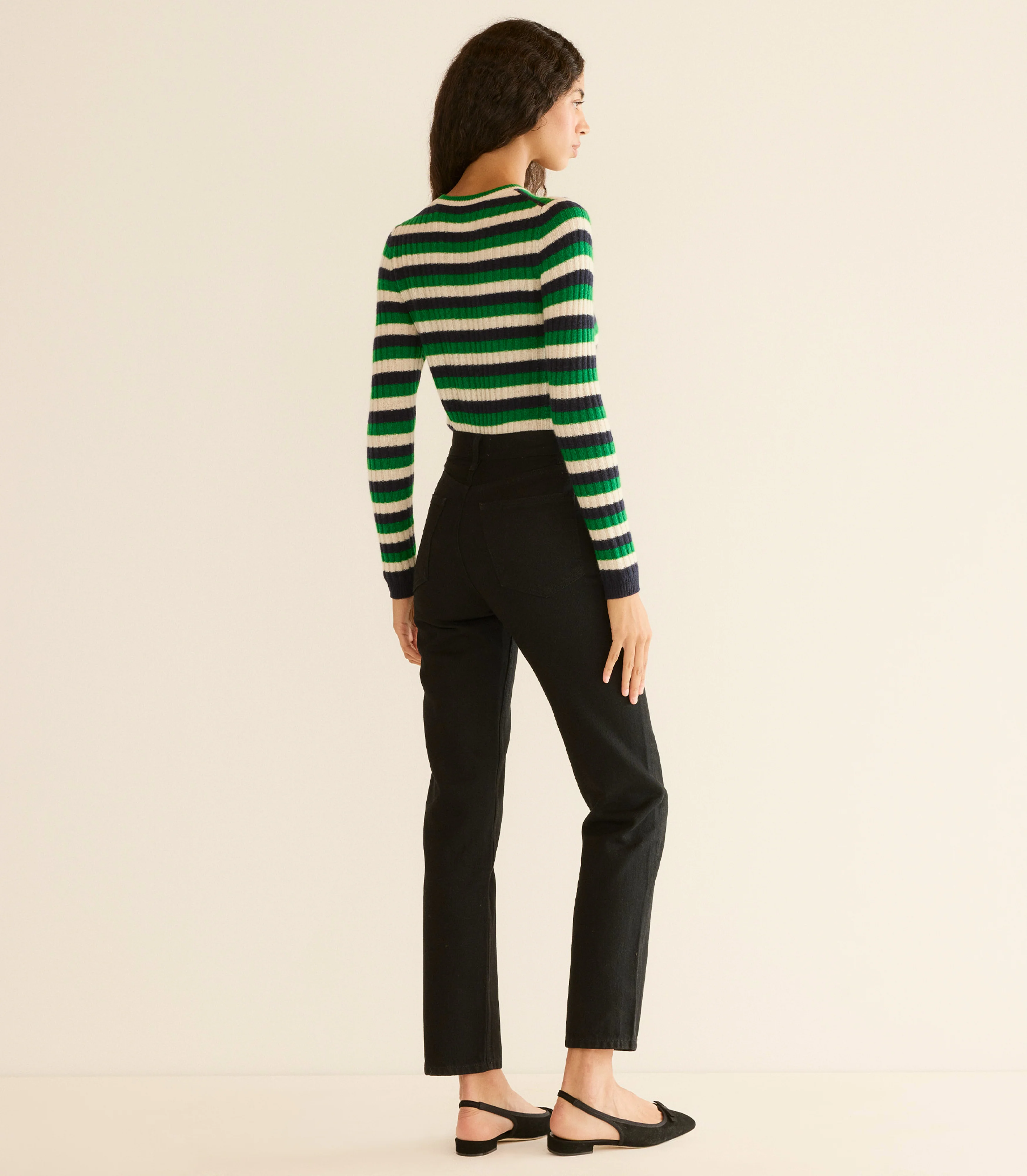 HYERES CASHMERE SWEATER -- VERT CARRINGTON STRIPE - Image 4