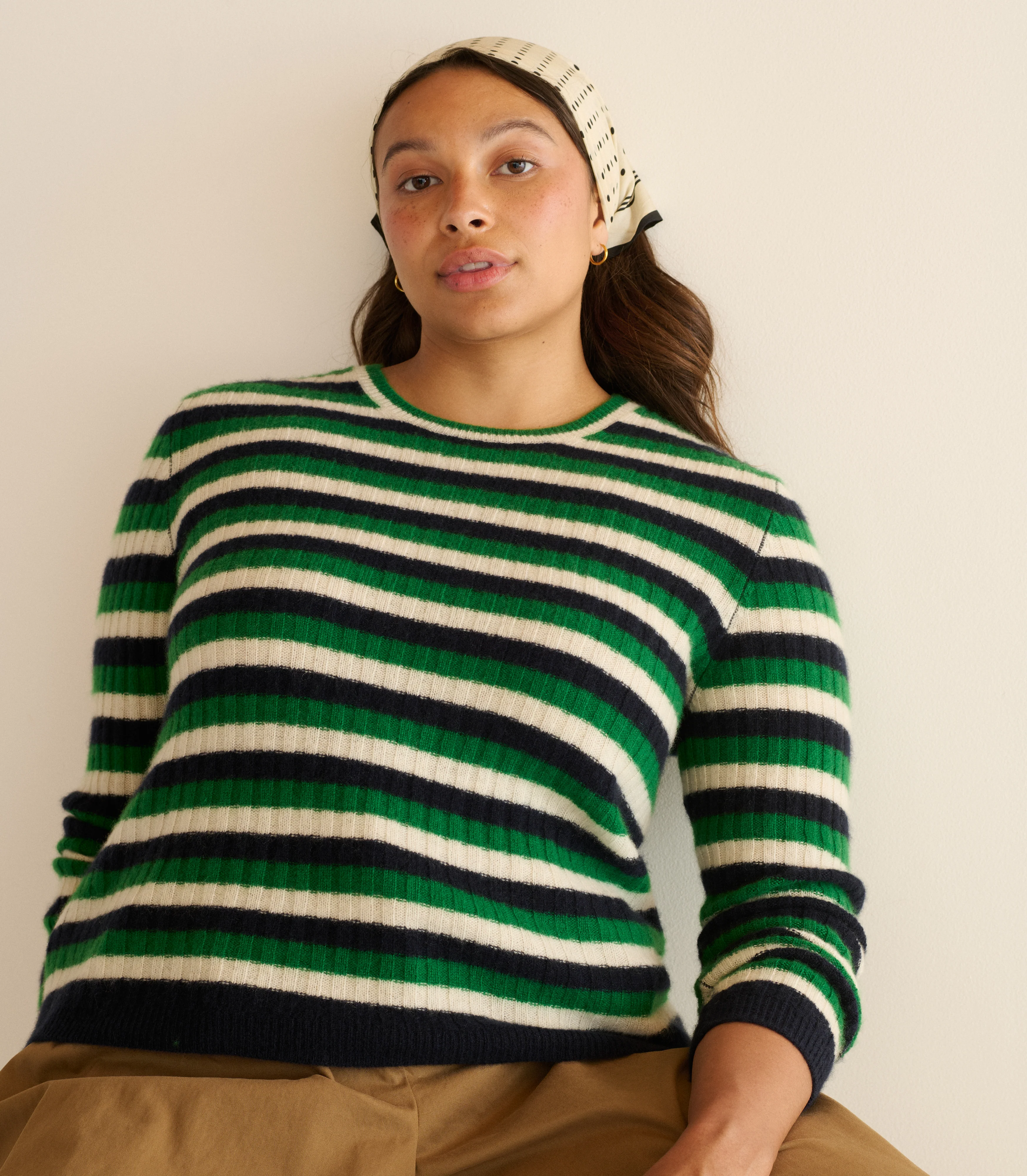 HYERES CASHMERE SWEATER -- VERT CARRINGTON STRIPE - Image 5