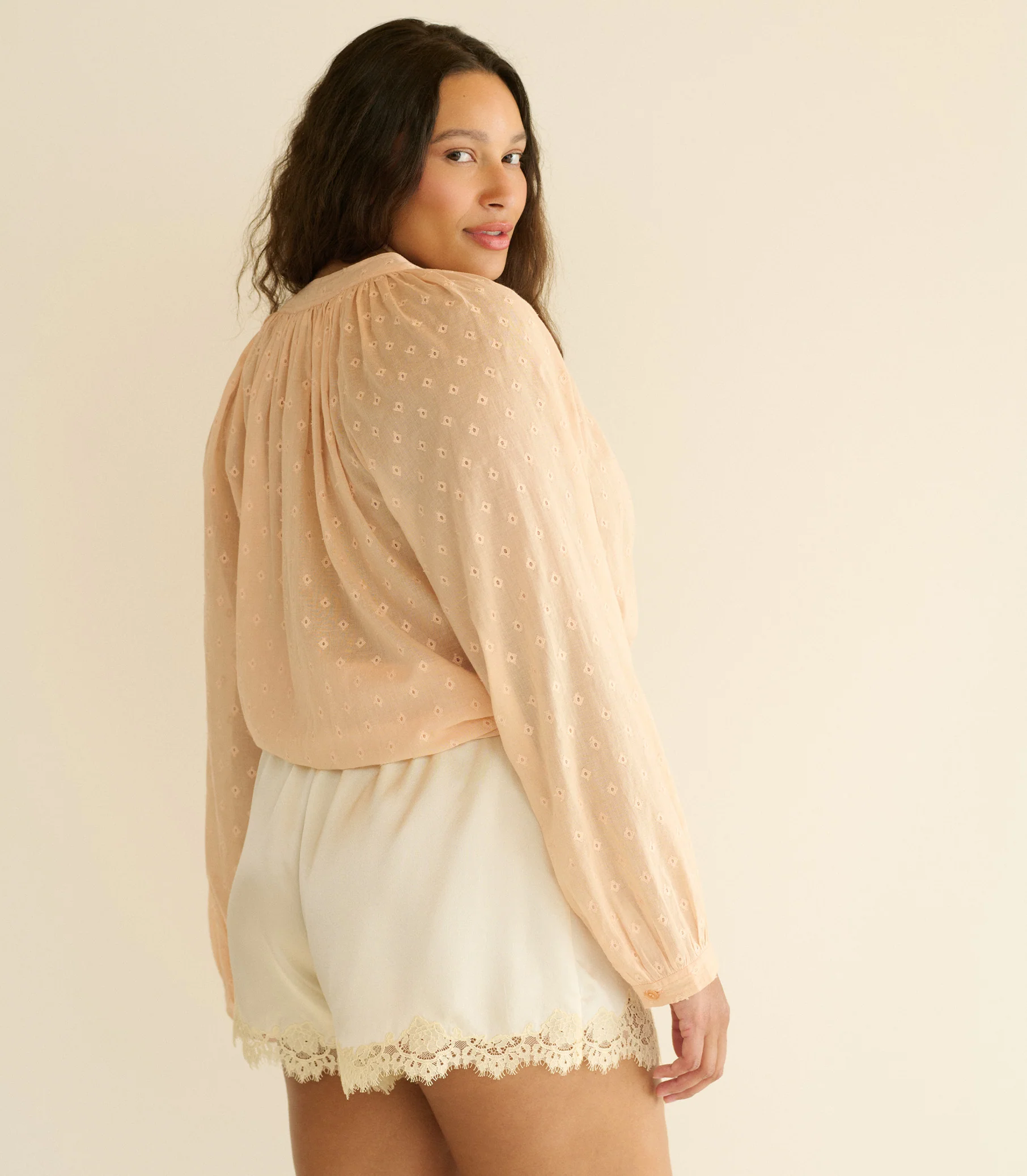 JULIENNE TOP -- PEACH SORBET MARSEILLE EMBROIDERY - Image 3