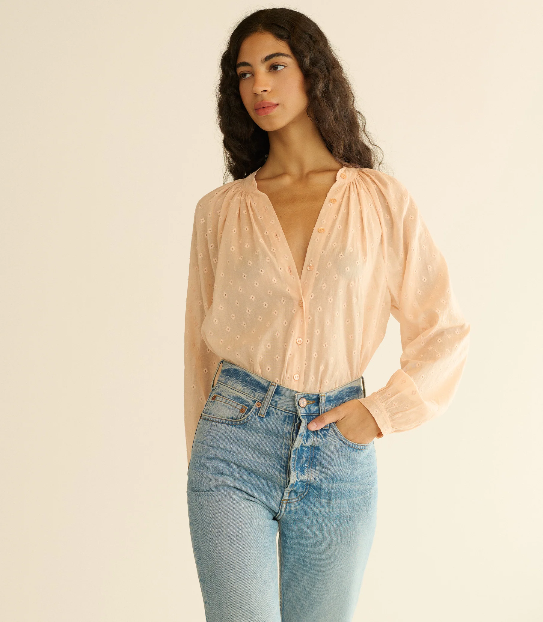 JULIENNE TOP -- PEACH SORBET MARSEILLE EMBROIDERY - Image 4