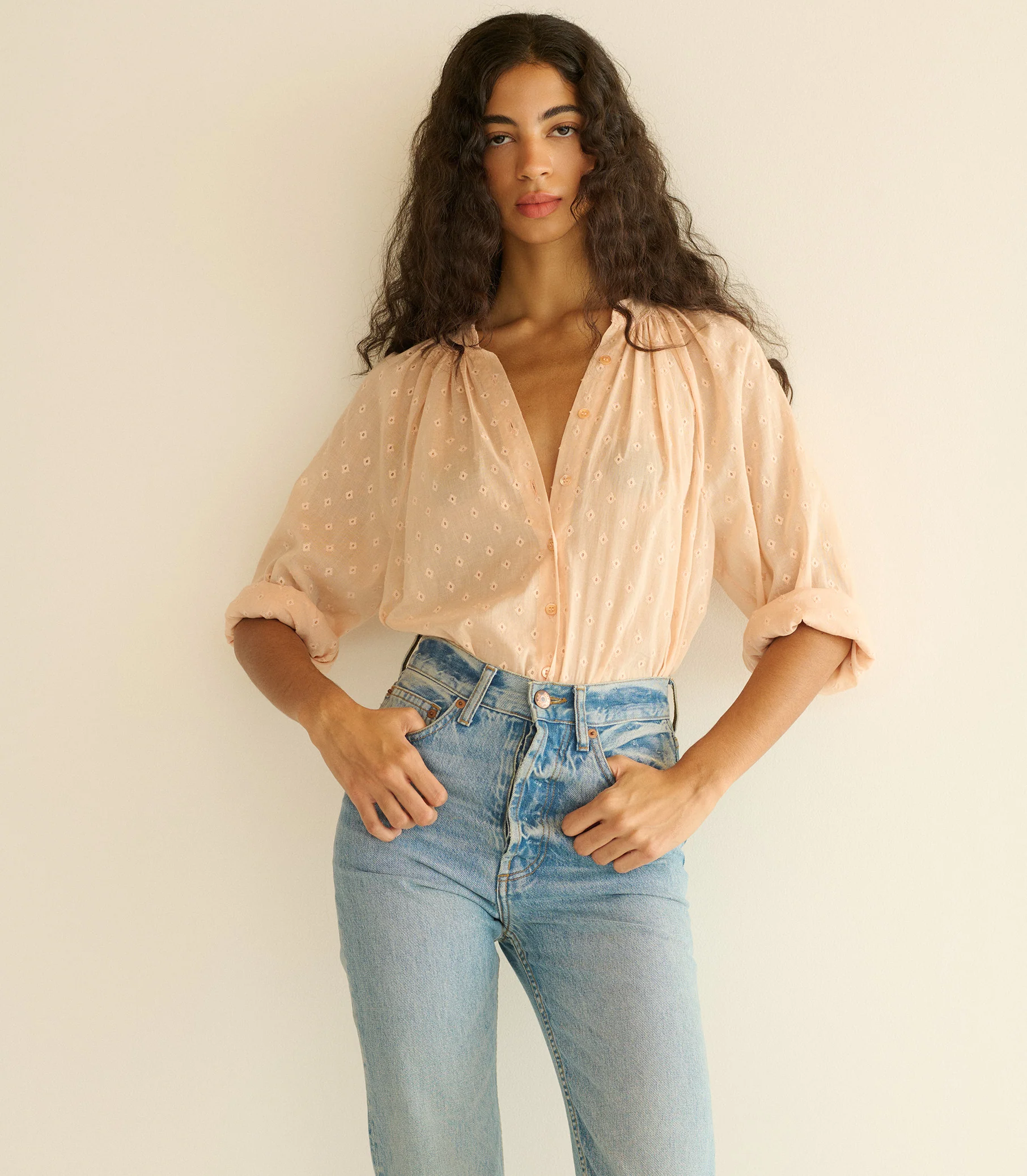 JULIENNE TOP -- PEACH SORBET MARSEILLE EMBROIDERY - Image 5
