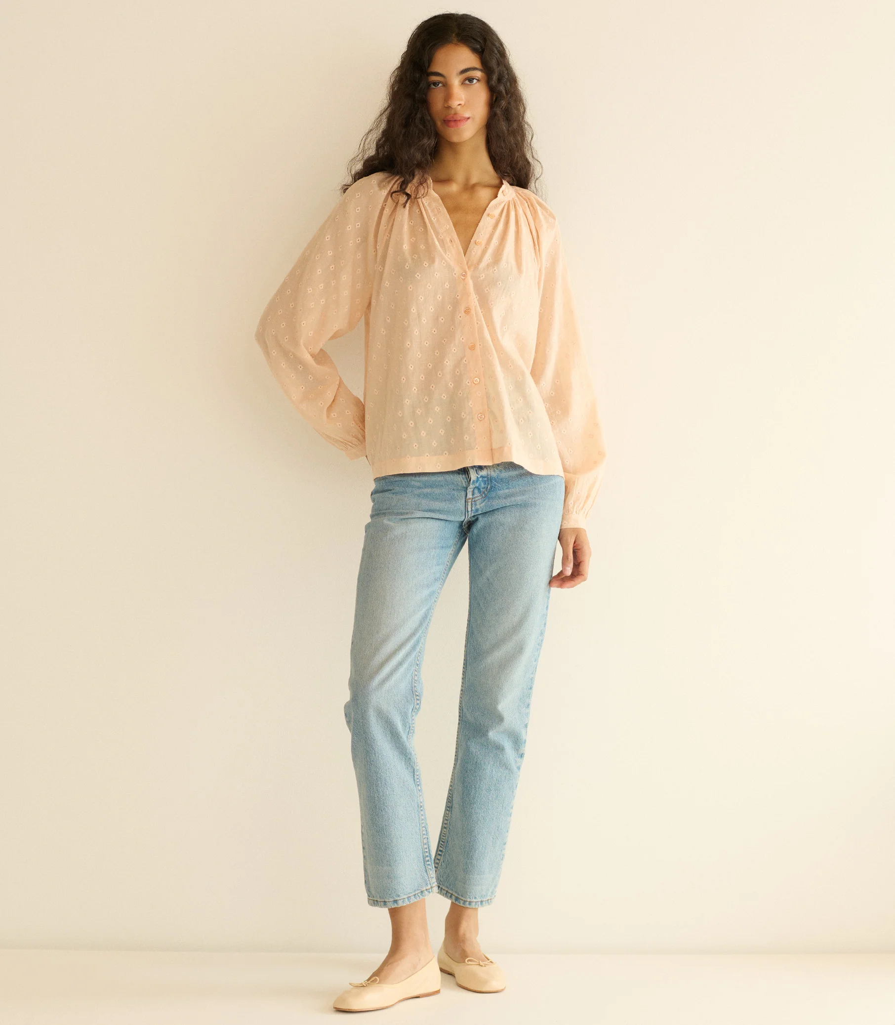 JULIENNE TOP -- PEACH SORBET MARSEILLE EMBROIDERY - Image 6