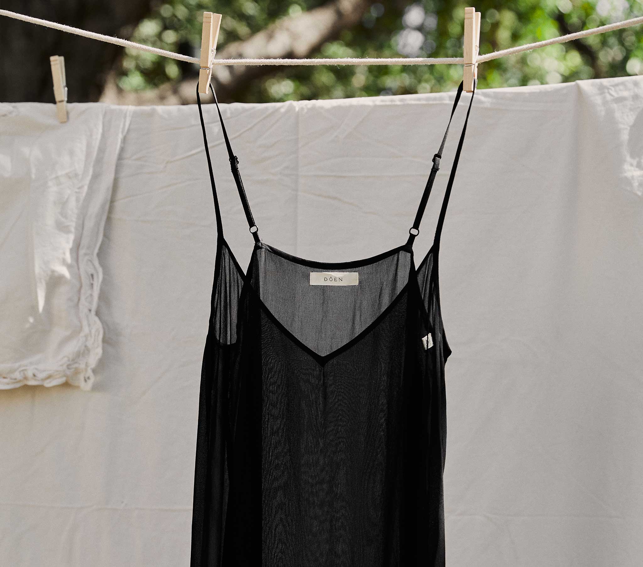 LONG DEEP V-NECK SLIP -- BLACK - Image 2
