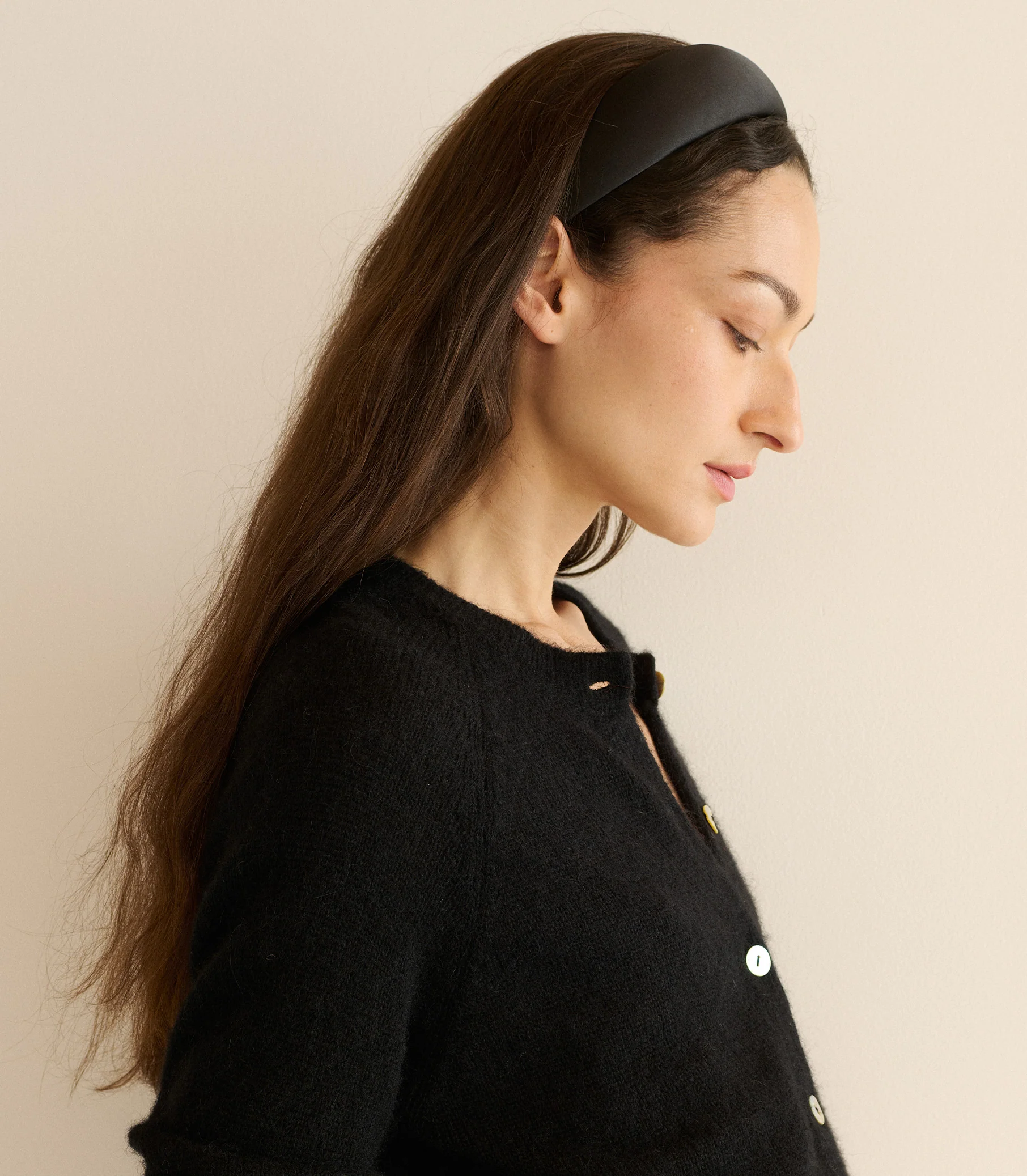 SESTRI HEADBAND -- BLACK SATIN - Image 2