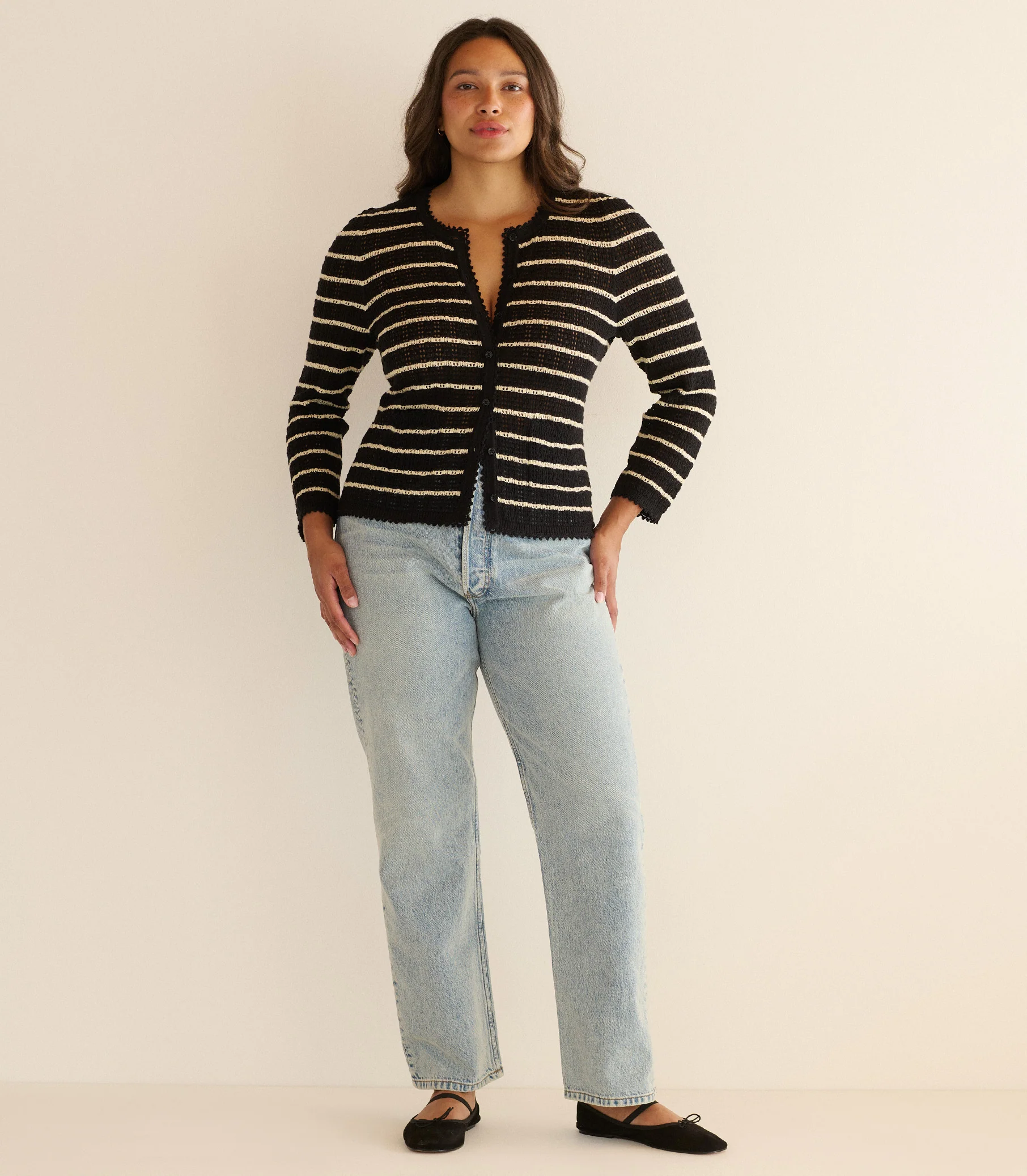 THERESE CARDIGAN -- NOIR ALLAIRE STRIPE - Image 5
