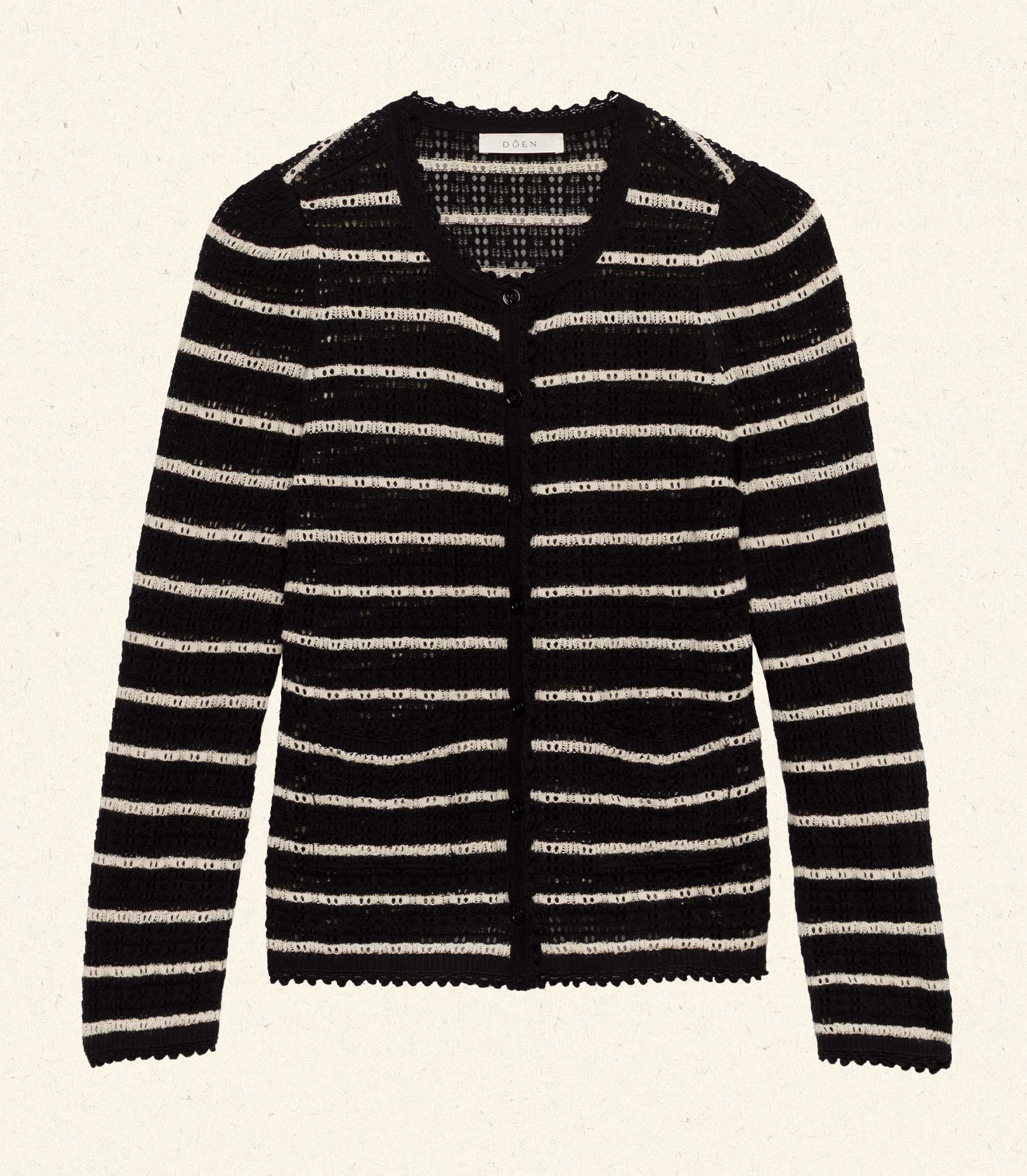 THERESE CARDIGAN -- NOIR ALLAIRE STRIPE - Image 6