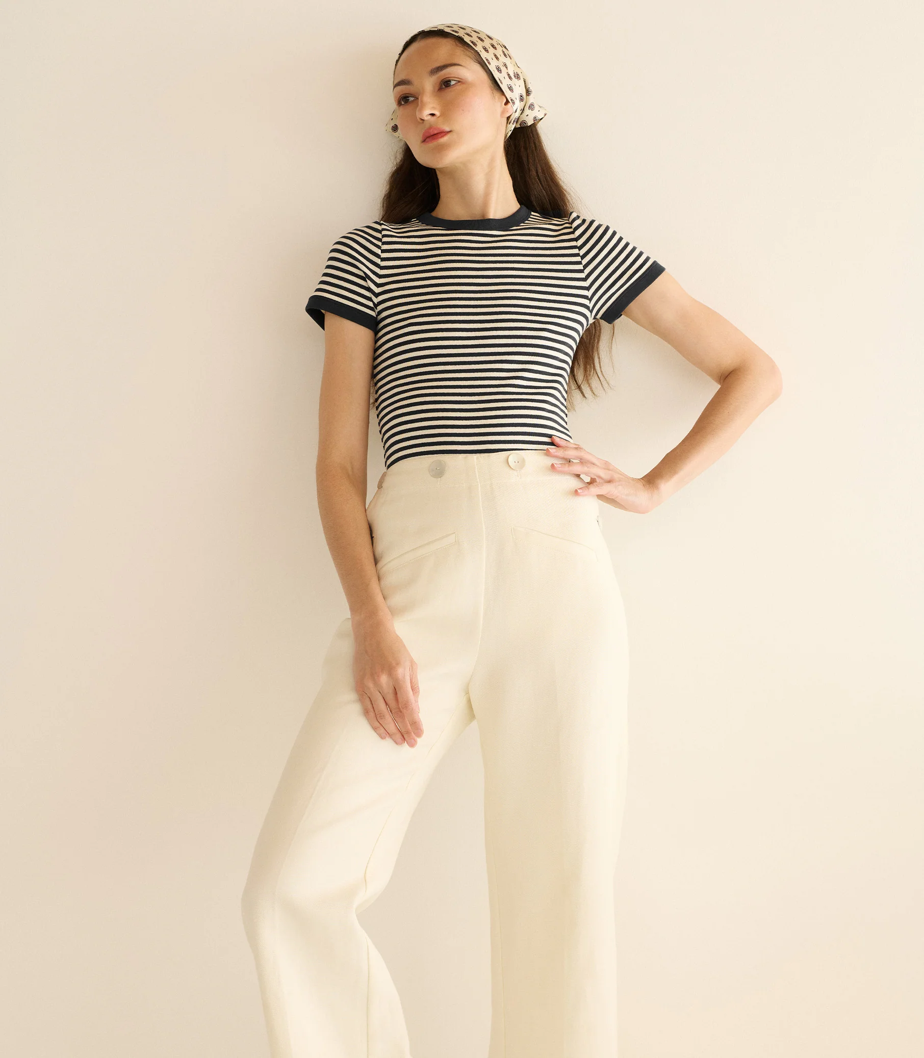 VIVI TEE -- BLACK NANTUCKET STRIPE - Image 2
