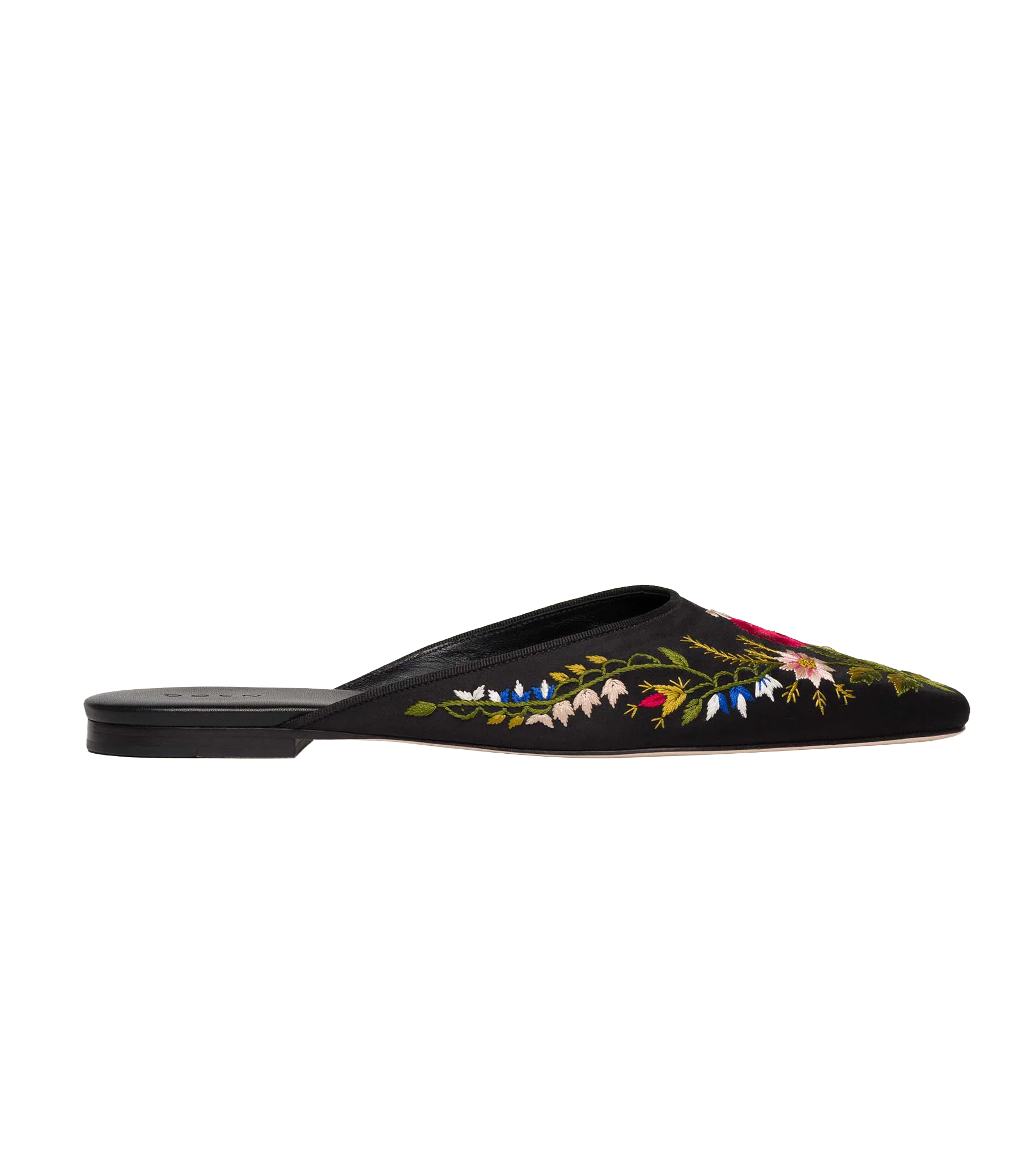 WREN MULE -- EMBROIDERED BLACK SATIN - Image 3
